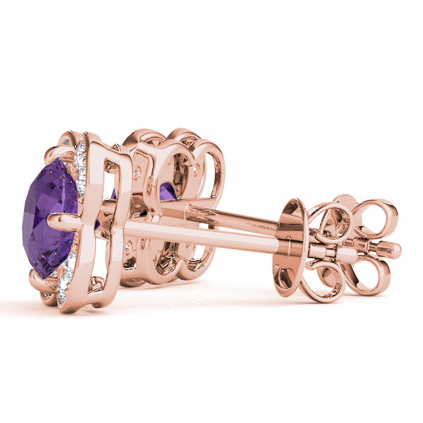 Elegant 14kt White Gold Round Diamond Halo Stud Earrings - 1/2 CTW SI2, H-I