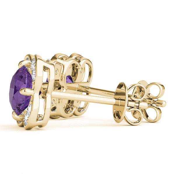 Elegant 14kt White Gold Round Diamond Halo Stud Earrings - 1/2 CTW SI2, H-I