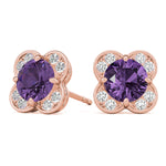 Elegant 14kt White Gold Round Diamond Halo Stud Earrings - 1/2 CTW SI2, H-I