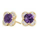 Elegant 14kt White Gold Round Diamond Halo Stud Earrings - 1/2 CTW SI2, H-I