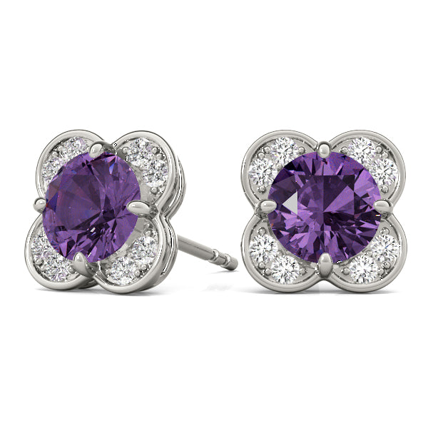 Elegant 14kt White Gold Round Diamond Halo Stud Earrings - 1/2 CTW SI2, H-I