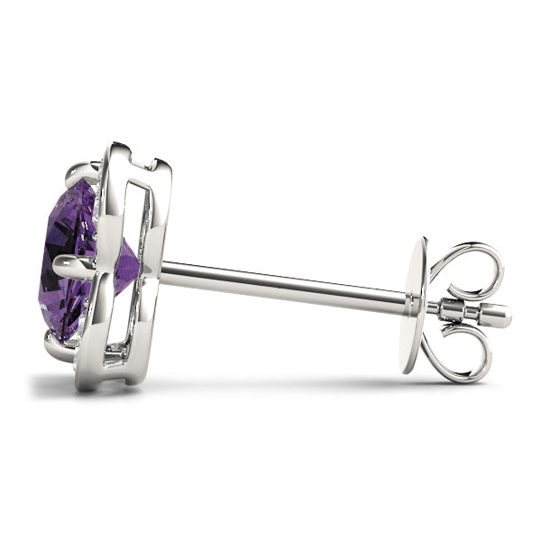 Elegant 14kt White Gold Round Diamond Halo Stud Earrings - 1/2 CTW SI2, H-I