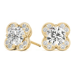 Elegant 14kt White Gold Round Diamond Halo Stud Earrings - 1/2 CTW SI2, H-I