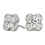 Elegant 14kt White Gold Round Diamond Halo Stud Earrings - 1/2 CTW SI2, H-I