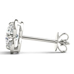 Elegant 14kt White Gold Round Diamond Halo Stud Earrings - 1/2 CTW SI2, H-I
