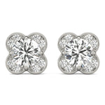 Elegant 14kt White Gold Round Diamond Halo Stud Earrings - 1/2 CTW SI2, H-I