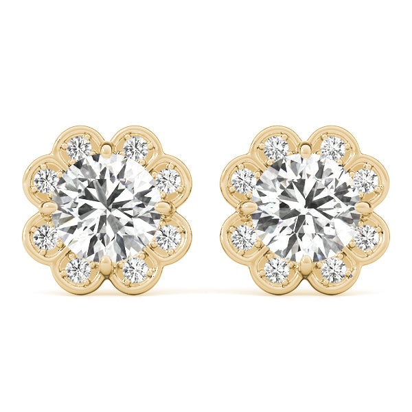 14kt White Gold Semi-Mount Round Diamond Earrings | Style 