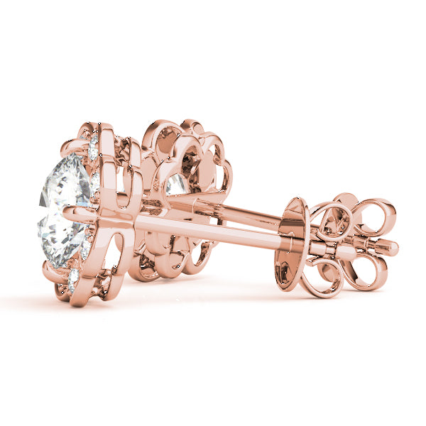 14kt White Gold Semi-Mount Round Diamond Earrings | Style 