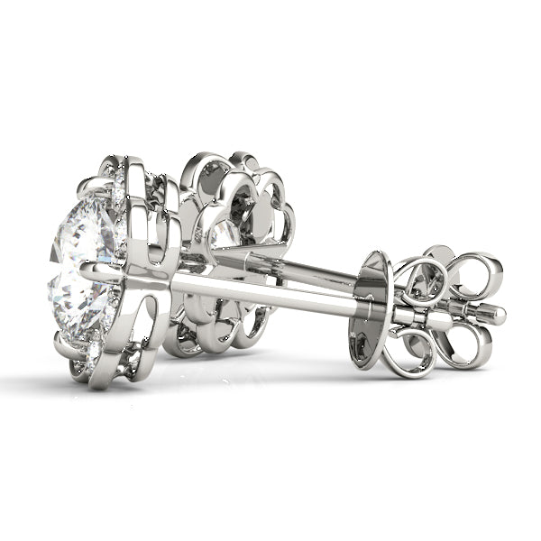 14kt White Gold Semi-Mount Round Diamond Earrings | Style 