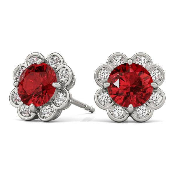 14kt White Gold Semi-Mount Round Diamond Earrings | Style 