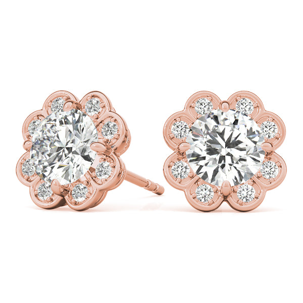 14kt White Gold Semi-Mount Round Diamond Earrings | Style 