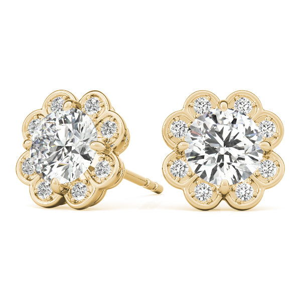 14kt White Gold Semi-Mount Round Diamond Earrings | Style 