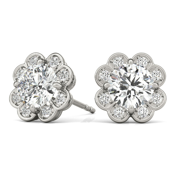 14kt White Gold Semi-Mount Round Diamond Earrings | Style 