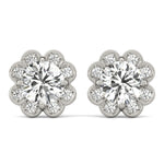 14kt White Gold Semi-Mount Round Diamond Earrings | Style 