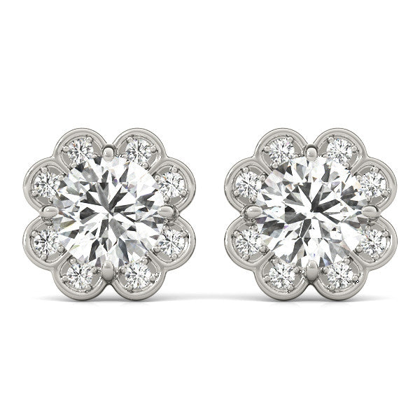 14kt White Gold Semi-Mount Round Diamond Earrings | Style # 40932-1/2