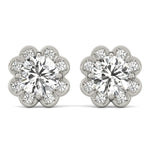 14kt White Gold Semi-Mount Round Diamond Earrings | Style 