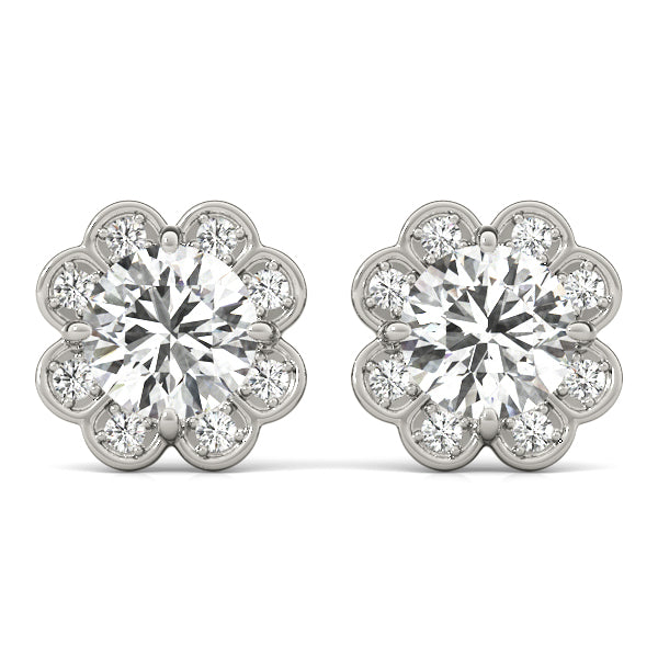 14kt White Gold Semi-Mount Round Diamond Earrings | Style 