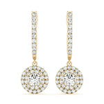 Elegant 1 CT Round Diamond Halo Earrings - 14kt White Gold