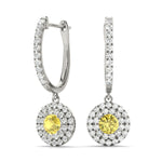 Elegant 1 CT Round Diamond Halo Earrings - 14kt White Gold