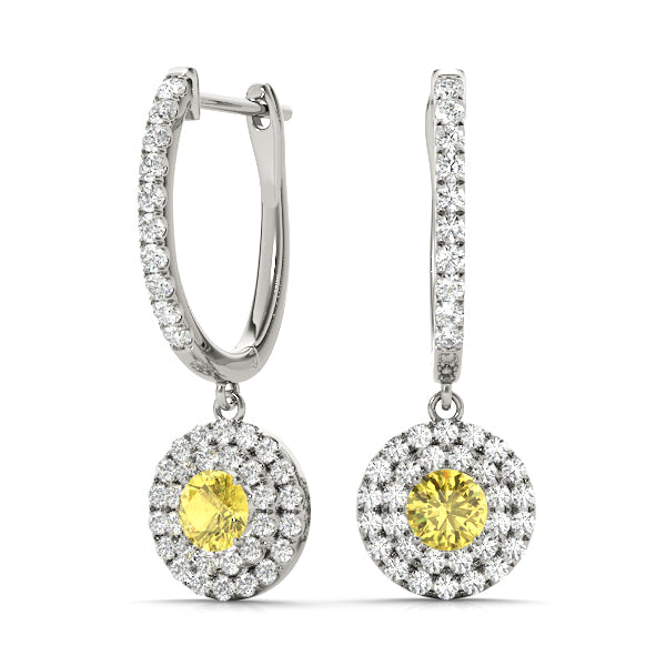 Elegant 1 CT Round Diamond Halo Earrings - 14kt White Gold