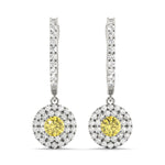 Elegant 1 CT Round Diamond Halo Earrings - 14kt White Gold