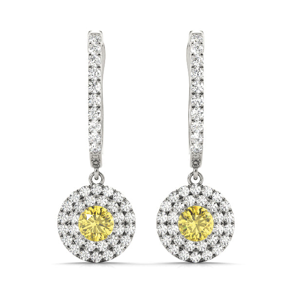 Elegant 1 CT Round Diamond Halo Earrings - 14kt White Gold
