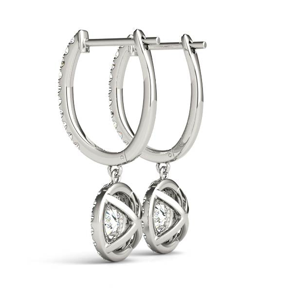 Elegant 1 CT Round Diamond Halo Earrings - 14kt White Gold