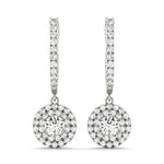 Elegant 1 CT Round Diamond Halo Earrings - 14kt White Gold