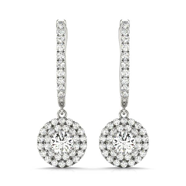 Elegant 1 CT Round Diamond Halo Earrings - 14kt White Gold