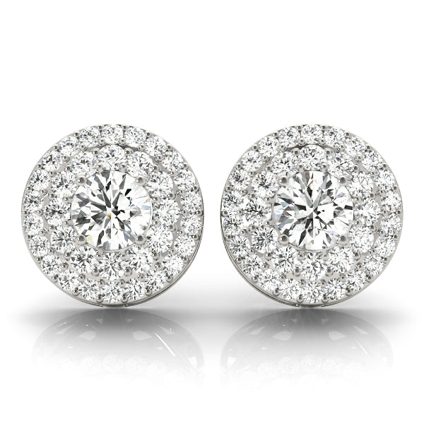 Elegant 1/2 CTW Diamond Halo Semi-Mount Earrings in 14kt White Gold