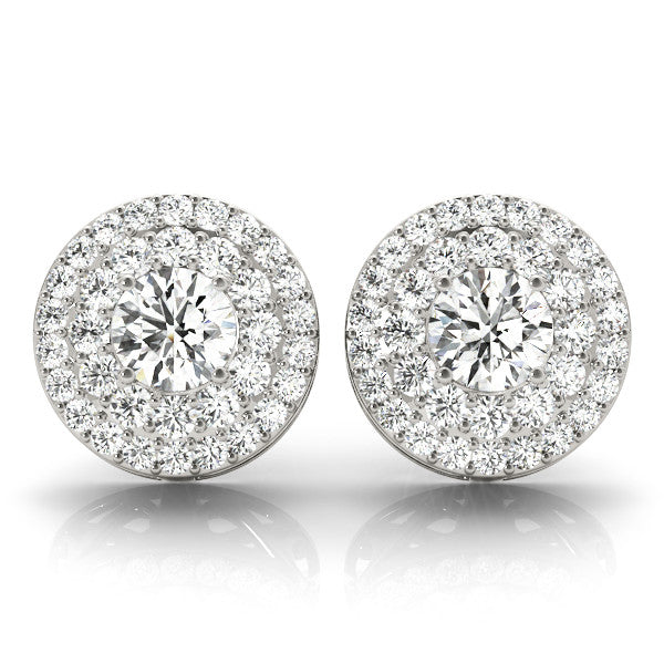 Elegant 1/2 CTW Diamond Halo Semi-Mount Earrings in 14kt White Gold