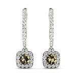 Elegant 14kt White Gold Halo Diamond Earrings - 2.92 cttw SI1-SI2, G-H