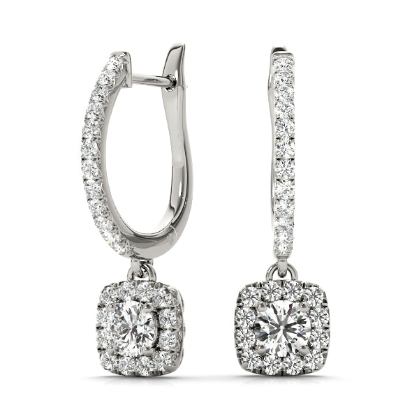 Elegant 14kt White Gold Halo Diamond Earrings - 2.92 cttw SI1-SI2, G-H