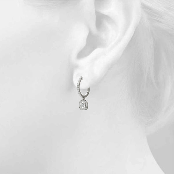 Elegant 14kt White Gold Halo Diamond Earrings - 2.92 cttw SI1-SI2, G-H