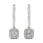 Elegant 14kt White Gold Halo Diamond Earrings - 2.92 cttw SI1-SI2, G-H