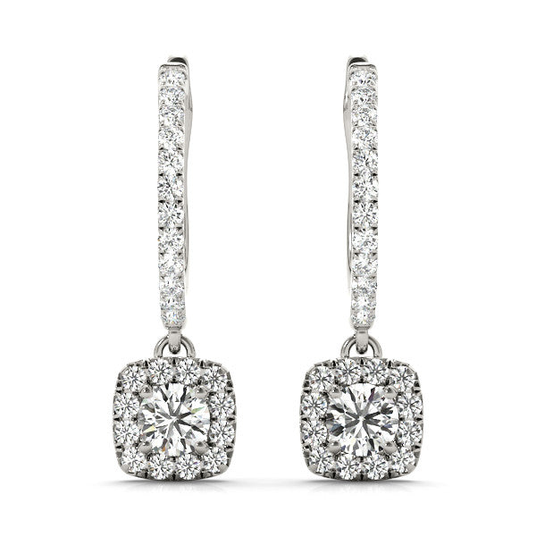 Elegant 14kt White Gold Halo Diamond Earrings - 2.92 cttw SI1-SI2, G-H