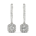 Elegant 14kt White Gold Halo Diamond Earrings - 2.92 cttw SI1-SI2, G-H