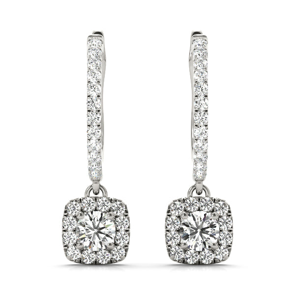 Elegant 14kt White Gold Halo Diamond Earrings - 2.92 cttw SI1-SI2, G-H