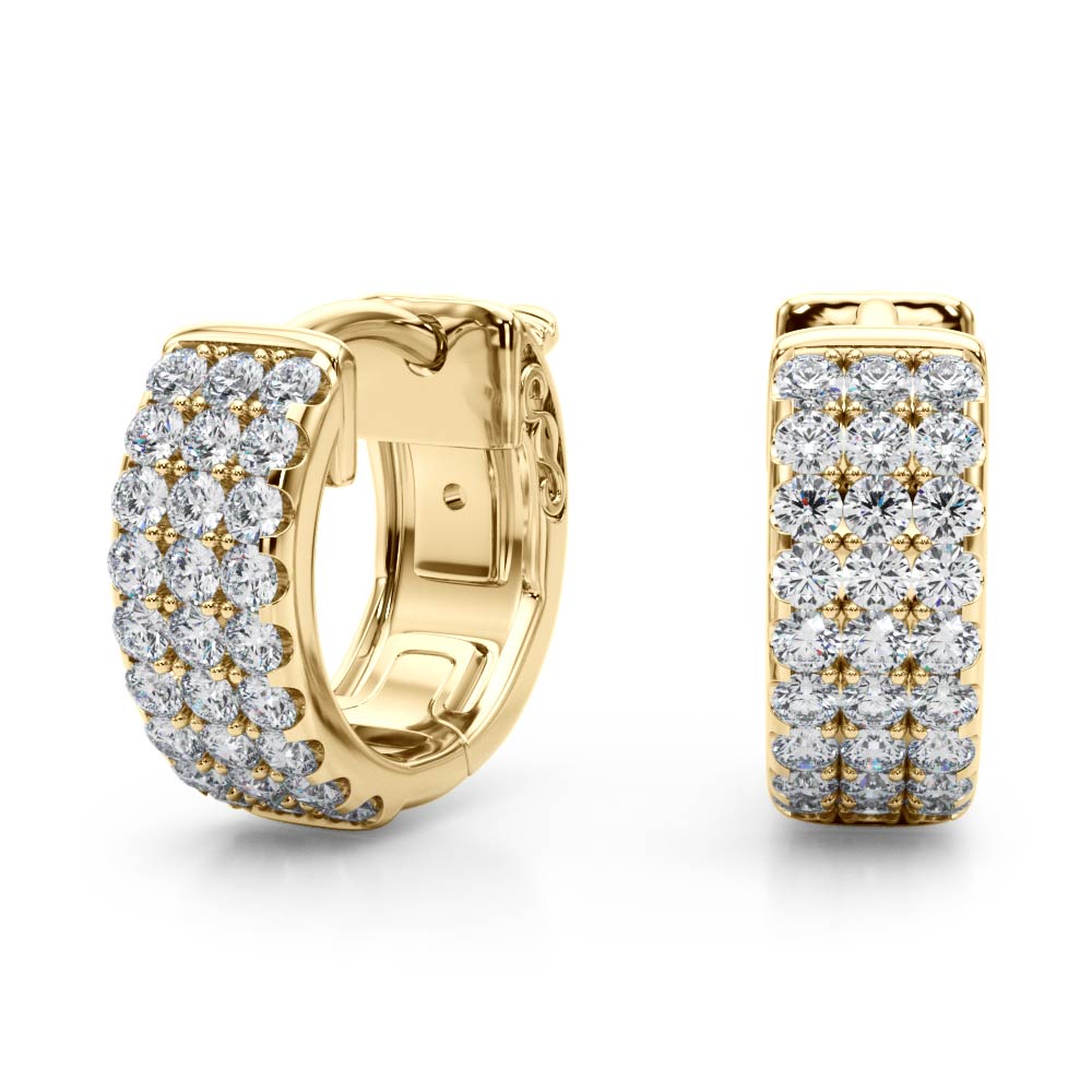 Elegant 5 Inch 14kt White Gold 3-Row Flat Hoop Earrings with 0.54 cttw SI2, H-I Diamonds