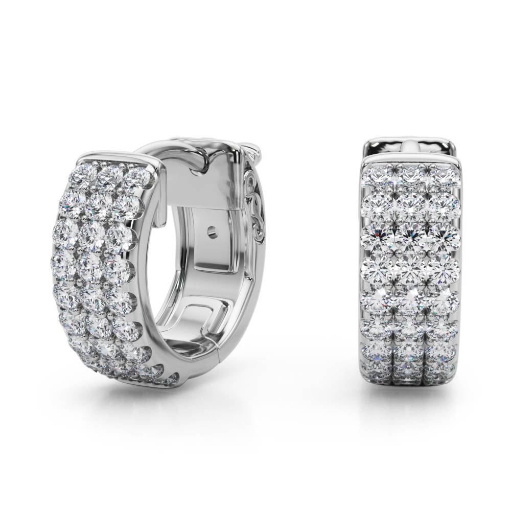 Elegant 5 Inch 14kt White Gold 3-Row Flat Hoop Earrings with 0.54 cttw SI2, H-I Diamonds