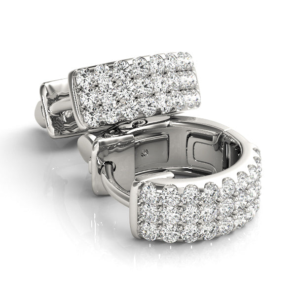 Elegant 5 Inch 14kt White Gold 3-Row Flat Hoop Earrings with 0.54 cttw SI2, H-I Diamonds