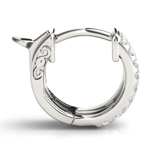 Elegant 0.5 Inch 3-Row Flat Hoop Earrings with Diamond Accents