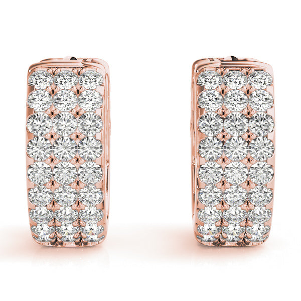 Elegant 5 Inch 14kt White Gold 3-Row Flat Hoop Earrings with 0.54 cttw SI2, H-I Diamonds
