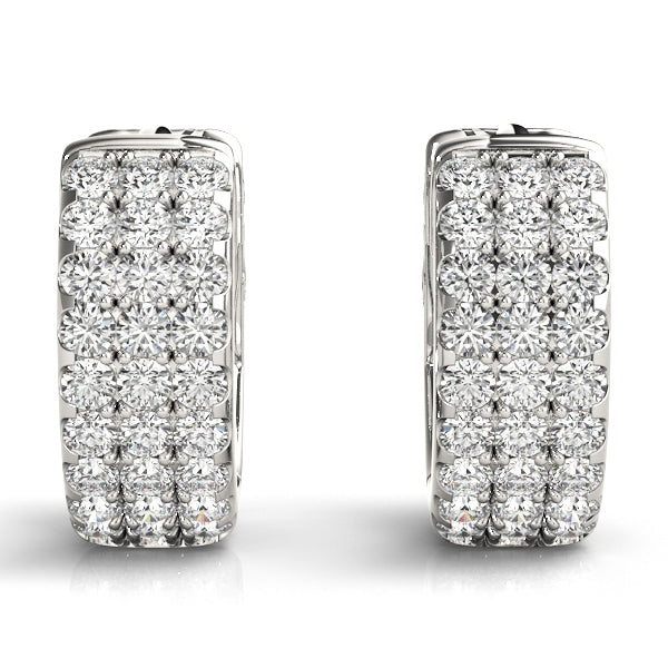 Elegant 5 Inch 14kt White Gold 3-Row Flat Hoop Earrings with 0.54 cttw SI2, H-I Diamonds