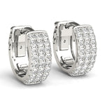Elegant 5 Inch 14kt White Gold 3-Row Flat Hoop Earrings with 0.54 cttw SI2, H-I Diamonds