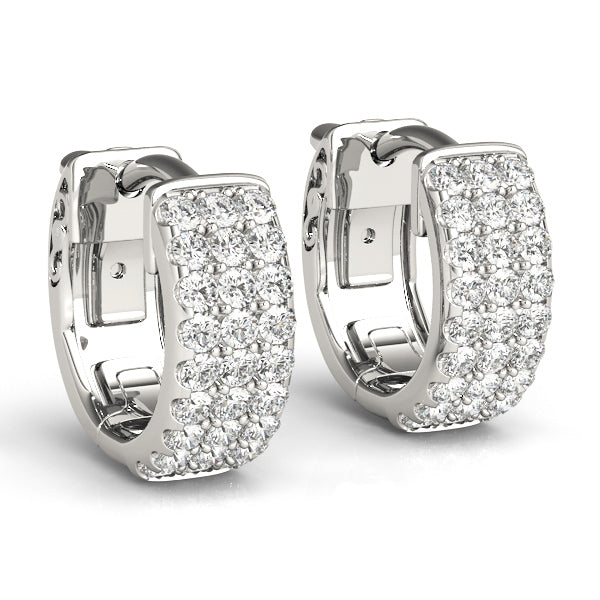14kt White Gold 0.5 Inch 3 Row Flat Hoop Earrings with 0.54 cttw SI2, H-I Diamonds