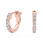 14kt White Gold 0.5 Inch Single Row Diamond Hoop Earrings - 0.28 cttw SI2, H-I