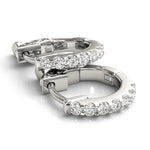 14kt White Gold 0.5 Inch Single Row Diamond Hoop Earrings - 0.28 cttw SI2, H-I