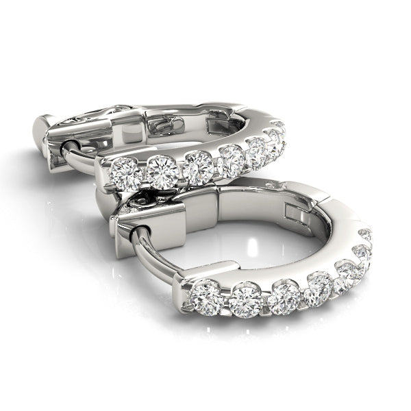 14kt White Gold 0.5 Inch Single Row Diamond Hoop Earrings - 0.28 cttw SI2, H-I