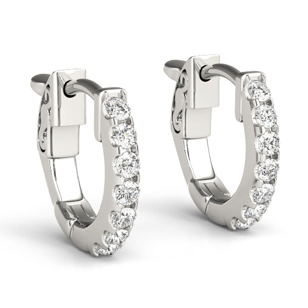 14kt White Gold 0.5 Inch Single Row Diamond Hoop Earrings - 0.28 cttw SI2, H-I